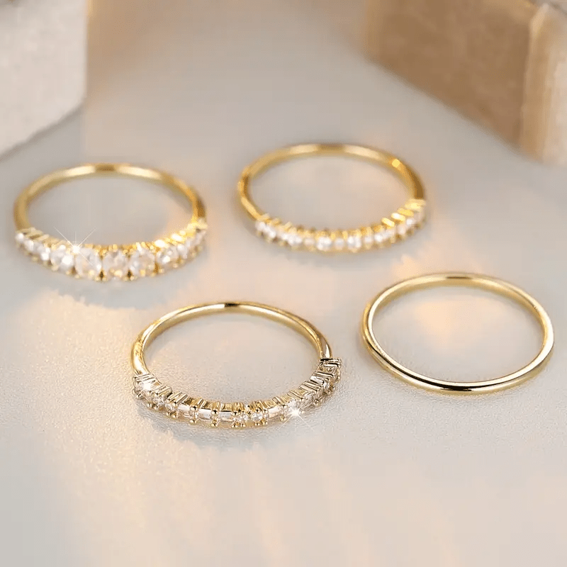 Stacking Rings with 14k Gold Zirconia