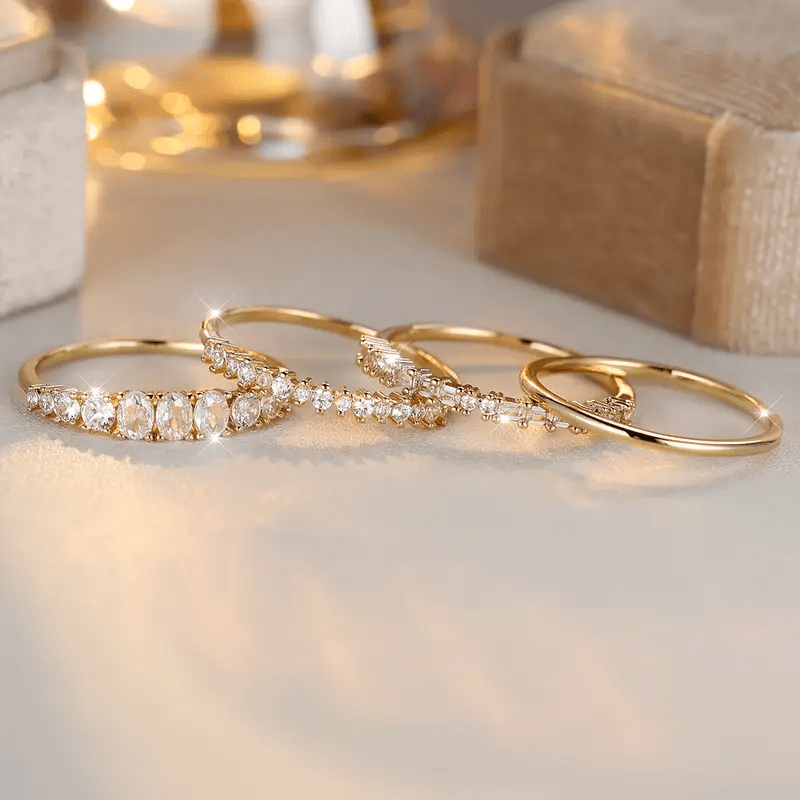 Stacking Rings with 14k Gold Zirconia