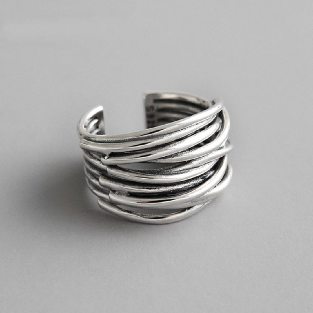 Adjustable ring made of layered 925 sterling silver