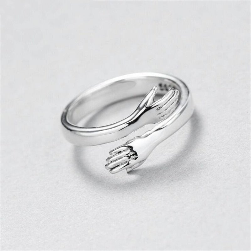 Adjustable Silver Embracing Ring