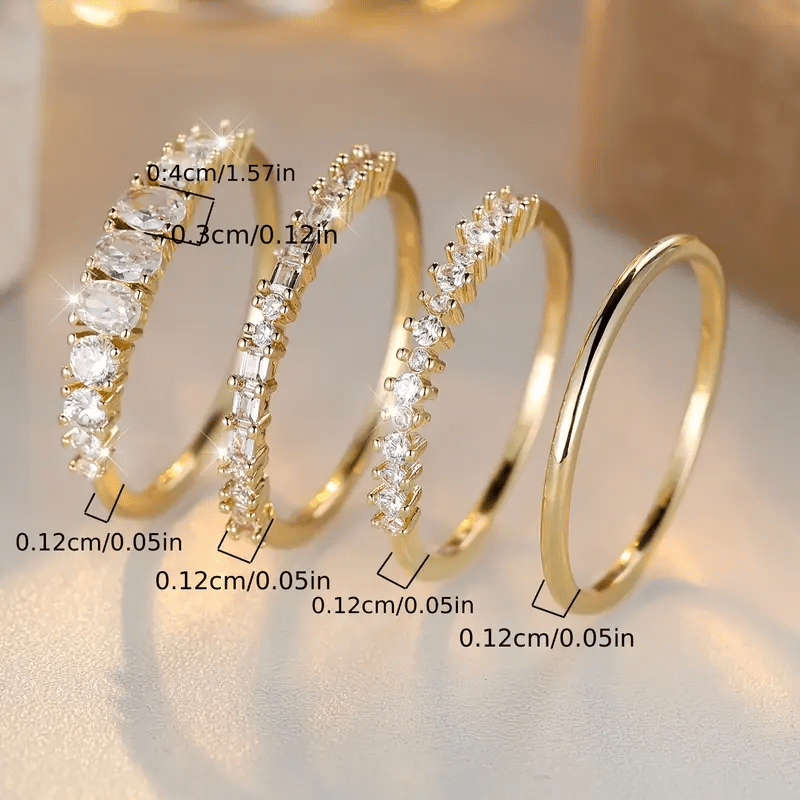 Stacking Rings with 14k Gold Zirconia