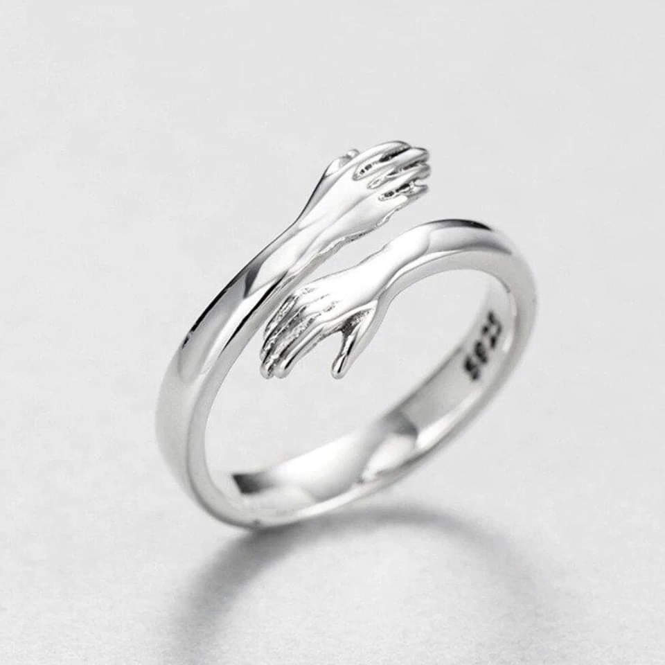Adjustable Silver Embracing Ring