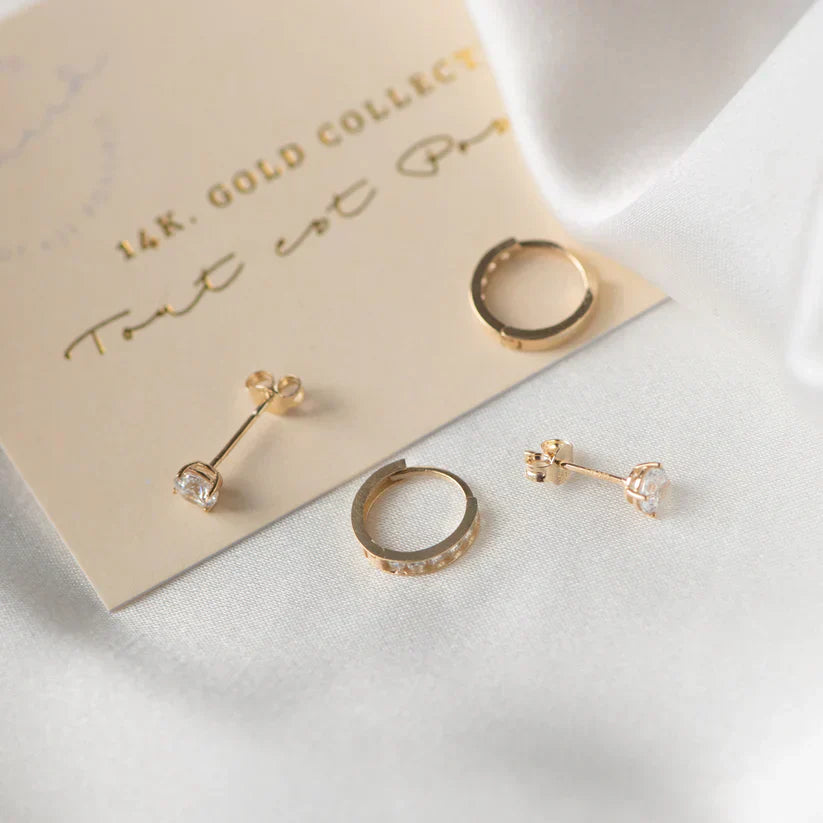 Brillane™ | 14K Gold Stone Earrings Set