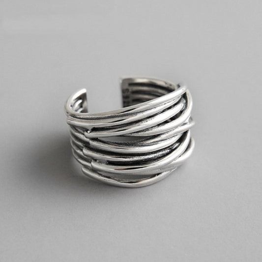 Adjustable ring made of layered 925 sterling silver