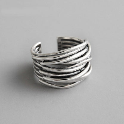 Adjustable ring made of layered 925 sterling silver