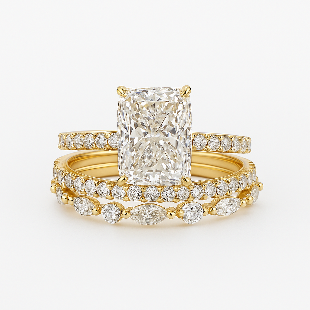 Jaily™ | 18K Gold 3PC Wedding Ring Set
