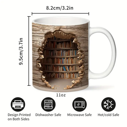 Magic Heat-Changing Library View Mug - Disappearing Bookshelf Coffee Cup