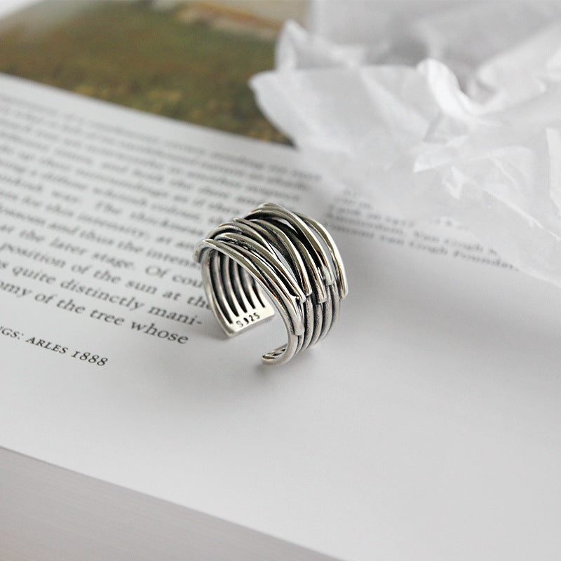 Adjustable ring made of layered 925 sterling silver