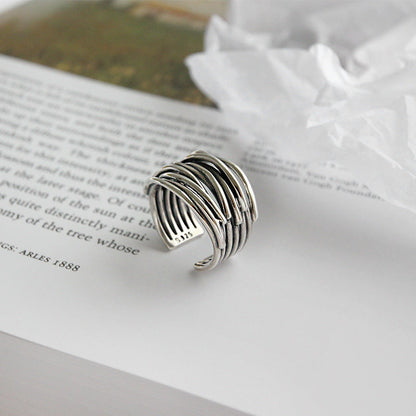 Adjustable ring made of layered 925 sterling silver