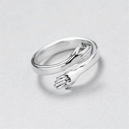 Adjustable Silver Embracing Ring