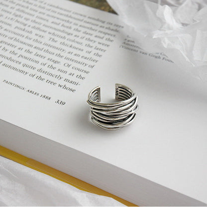 Adjustable ring made of layered 925 sterling silver