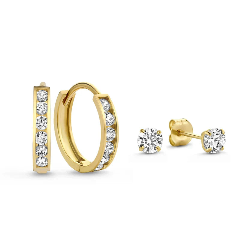Brillane™ | 14K Gold Stone Earrings Set