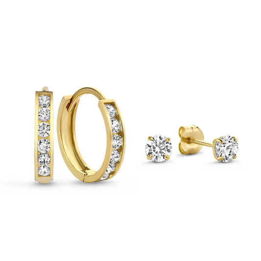 Brillane™ | 14K Gold Stone Earrings Set