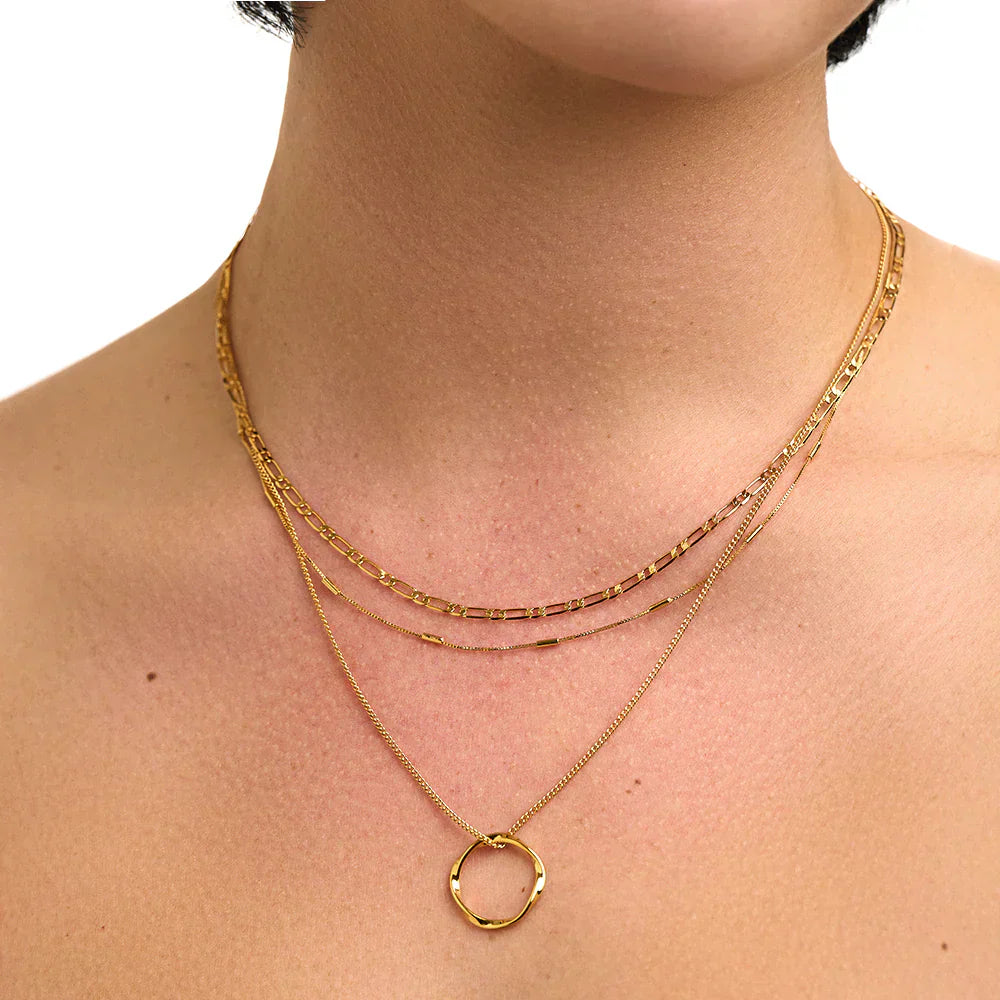 Circa™ | 18K Gold Open Circle Three Row Necklace
