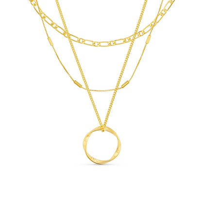Circa™ | 18K Gold Open Circle Three Row Necklace