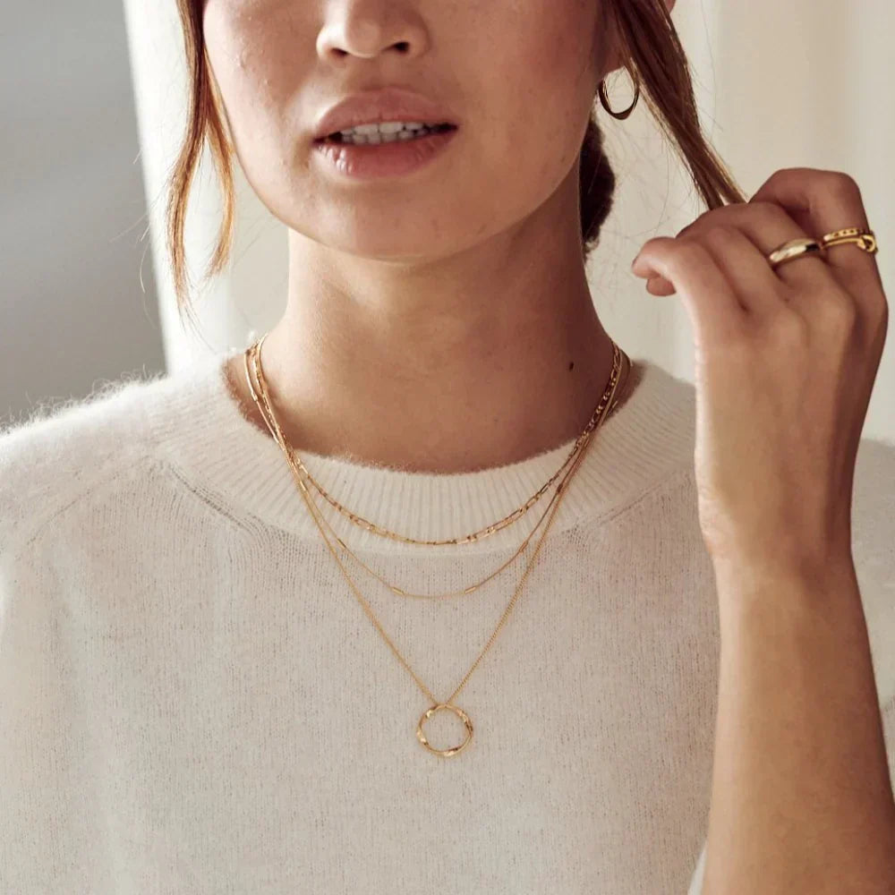 Circa™ | 18K Gold Open Circle Three Row Necklace