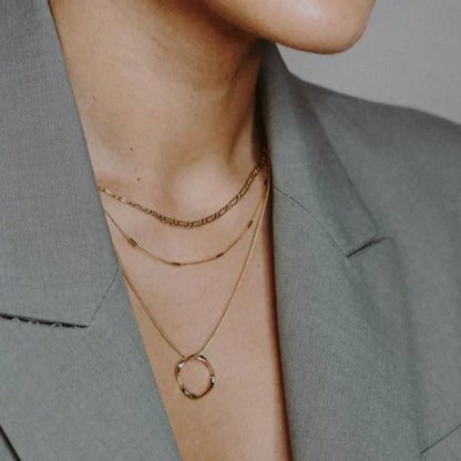 Circa™ | 18K Gold Open Circle Three Row Necklace