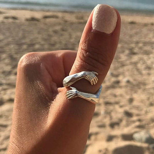 Adjustable Silver Embracing Ring