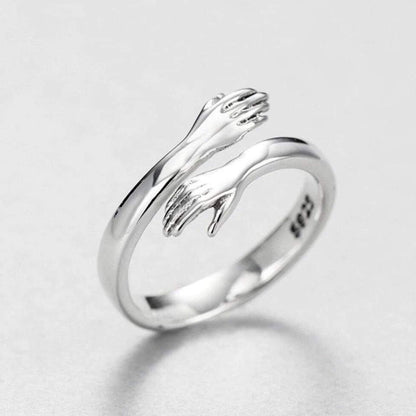 Adjustable Silver Embracing Ring
