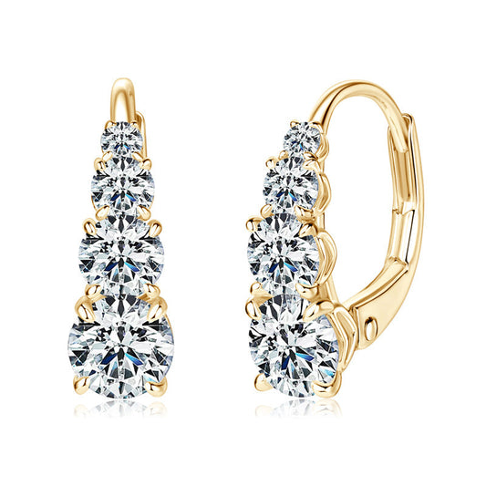 Carol™ | 16K Gold Four Stone Earrings