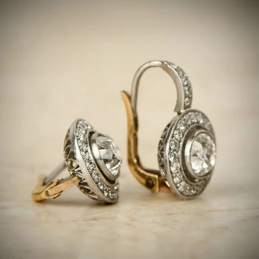 Vintage Gold and Silver Crystal Earrings
